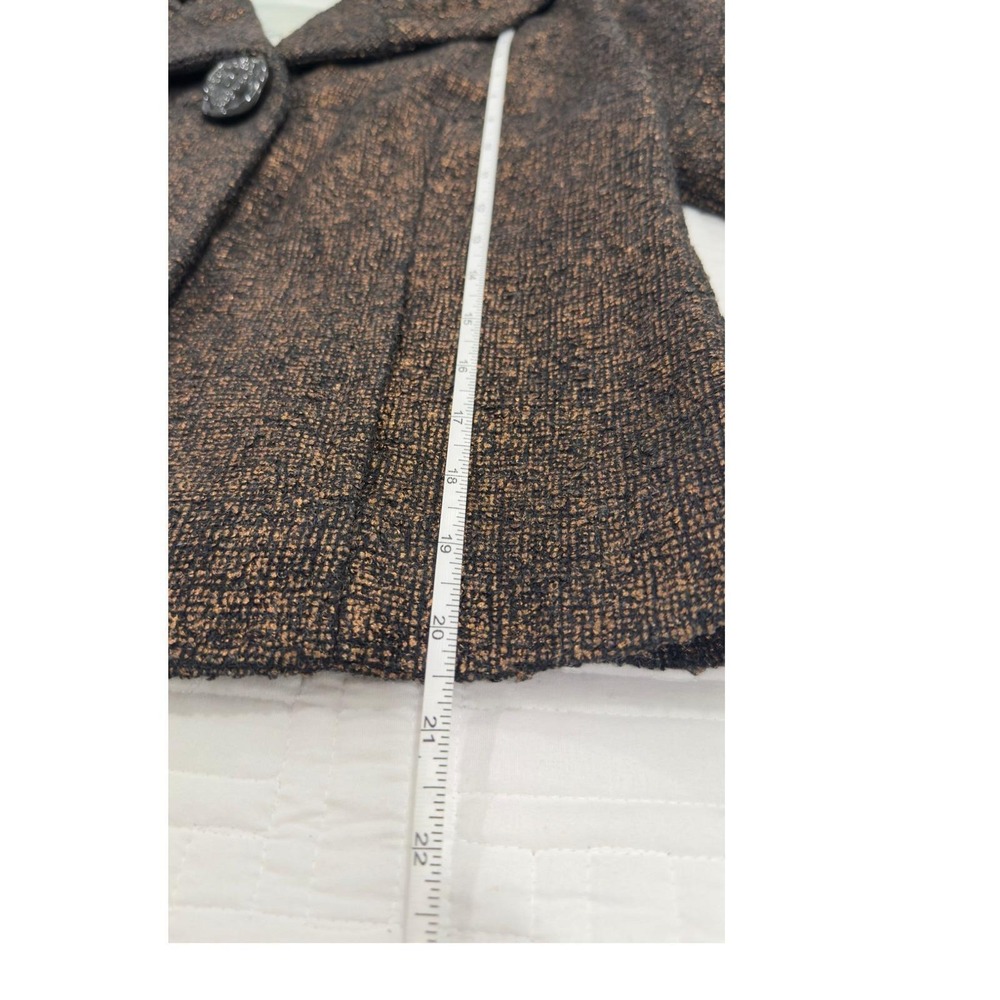 Anthropologie -Beth Bowley Vintage Bronze Metallic Wool Jacket Portrait Collar 8 - Picture 7 of 9